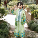 Boys' Traditional Green Landscape Painting Hanfu