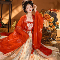 Elegant Red Traditional Hanfu Dress for Women Tang Dynasty