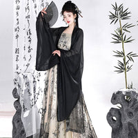 Weijin Black Bamboo Pattern Hanfu Dress Women’s Traditional Costume