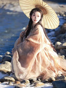 Elegant Beige Hanfu with Flowing Layers