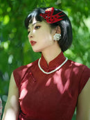 Elegant Red Cheongsam with Retro Design