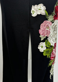 Elegant Black Embroidered Mudan Cheongsam | Vintage Sleeveless Slim Long Dress