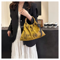 Elegant Bamboo Handle Drawstring Bag For Hanfu and Daily Use