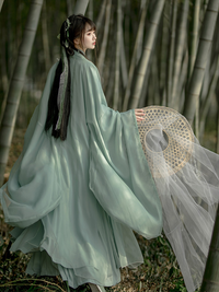 Elegant Wei Jin Dynasty Green Hanfu Dress Traditional Chinese Costume