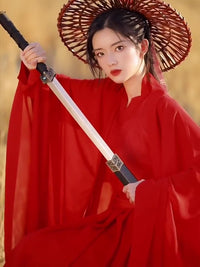 Weijin Red Hanfu Dress Ancient Chinese Dynasty Style Gown