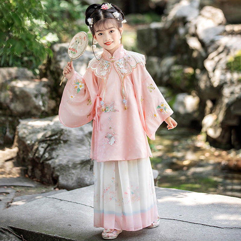 Girls' Pink Cultural Dress Hanfu