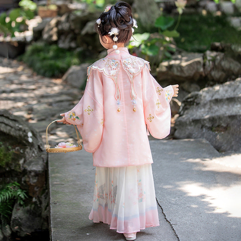 Girls' Pink Cultural Dress Hanfu