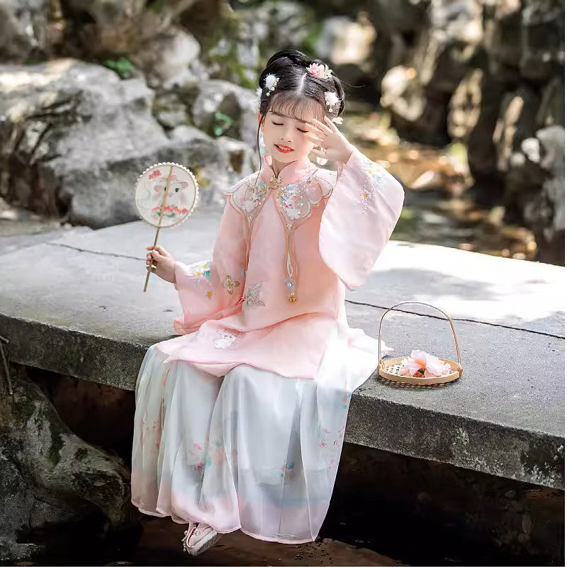 Girls' Pink Cultural Dress Hanfu