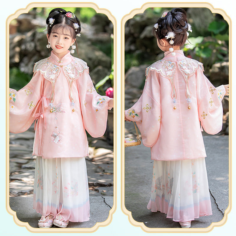 Girls' Pink Cultural Dress Hanfu