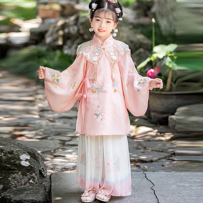 Girls' Pink Cultural Dress Hanfu