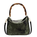 Elegant Bamboo Handle Handbag with Floral Pattern, Perfect for Hanfu Outfits