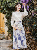 Elegant New Chinese Style Two-Piece Set – Artistic Top & Flowing Skirt