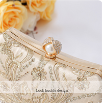 Luxury Embroidered Pearl Clutch Handbag with Detachable Chain for Hanfu Outfits