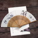 Elegant Bamboo Folding Fan With Hand-Painted Ink Crane Design