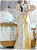 Modern Chinese Style Embroidered Hanfu Set Elegant Long Dress