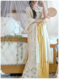 Modern Chinese Style Embroidered Hanfu Set Elegant Long Dress