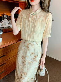 Women Summer 2024 New Chinese Style Clothing Three Piece Suit