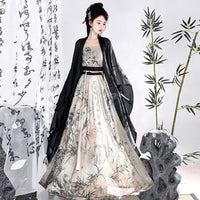 Weijin Black Bamboo Pattern Hanfu Dress Women’s Traditional Costume