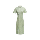 Women's Pastel Green Lace Modern Cheongsam Dress