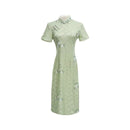 Women's Pastel Green Lace Modern Cheongsam Dress