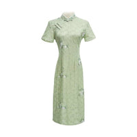 Women's Pastel Green Lace Modern Cheongsam Dress