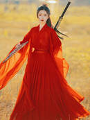 Weijin Red Hanfu Dress Ancient Chinese Dynasty Style Gown