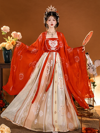 Elegant Red Traditional Hanfu Dress for Women Tang Dynasty