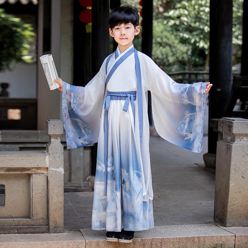 Boys' Light Blue Chinese Costume