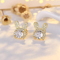 Rabbit Ear Crystal Stud Earrings