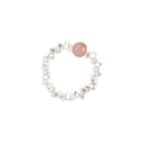 Elegant Pink Beads and Silver Beads Ring Delicate Jewelry for Women and Girls