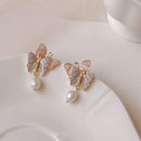 Elegant Pink Purple Double Butterfly Earrings Women Fashion Jewelry Gift Set