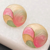 Vintage Geometry Oil Painting Studs Earrings