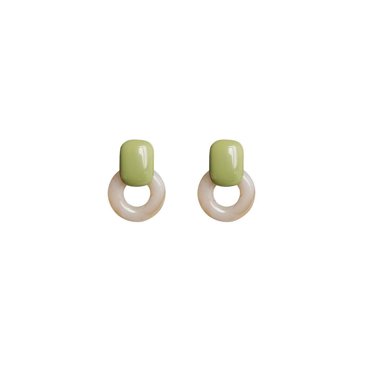 Green Circle Earrings Artistic Jewelry for Girls Trendy Fashion Accessory