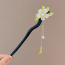 Antique Tassel Hairpin Retro Hanfu Headwear New Chinese Wooden Camellia