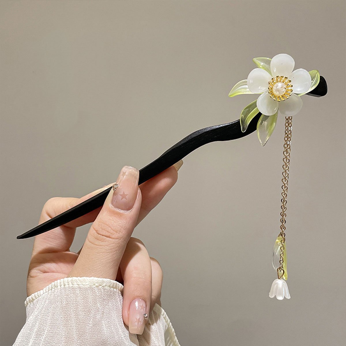 Antique Tassel Hairpin Retro Hanfu Headwear New Chinese Wooden Camellia