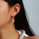 Chinese Retro Oil Drop Flower Earrings Luxury Double-sided Flower Fashion Girls