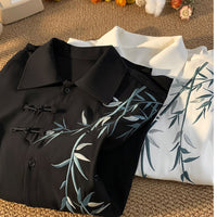 Chinese Bamboo Embroidery Shirt Mens Long Sleeve Jacket Spring Outerwear