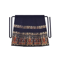 Mamianqun embroidered horse skirt and blouse for women in navy blue with colorful embroidery