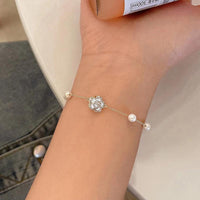 Pearl Flower  Bracelet Women Bracelets Charm Hand Chain Titanium Steel Chain