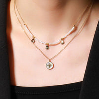 Double Layer Shell Pendant Necklace Stylish Fashion Jewelry Women Beach