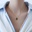 Black Polaris Oval Pendant Necklace Simple Court Style Fashion Jewelry for Women