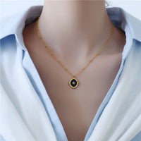 Black Polaris Oval Pendant Necklace Simple Court Style Fashion Jewelry for Women