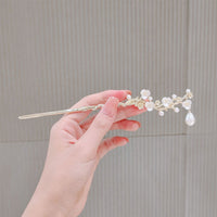 Pearl Flower Vine Hairpin Golden Chinese Style Bridal Hair Accessories