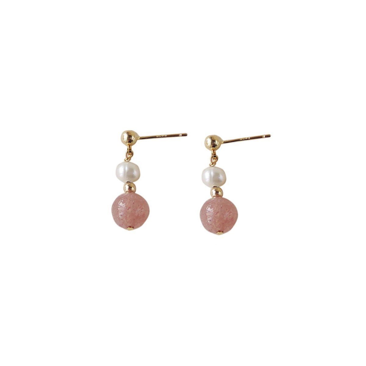 Elegant Strawberry Crystal Stud Earrings with Imitation Pearl Women Fashion