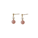 Elegant Strawberry Crystal Stud Earrings with Imitation Pearl Women Fashion