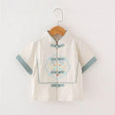 Boys' White and Light Blue Tang Suit Hanfu Set