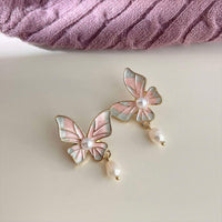 Sweet Pink Butterfly Earrings Fashion Jewelry for Women Girls Dainty Accessories