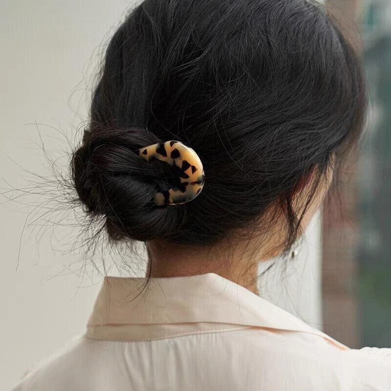 2Pcs U-Shape Hair Clips Stick Tortoise Shell Hairstyle Hair Pin Hair Accessories