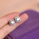 1 Pair Brilliant Square Cut Cubic Zirconia Stud Earrings Stainless Steel E135 7Clours