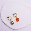 Chinese Retro Oil Drop Flower Earrings Luxury Double-sided Flower Fashion Girls